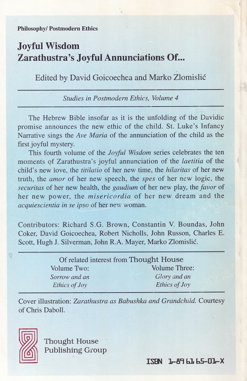 Joyful Wisdom: Zarathustra's Joyful Annunciations of.
