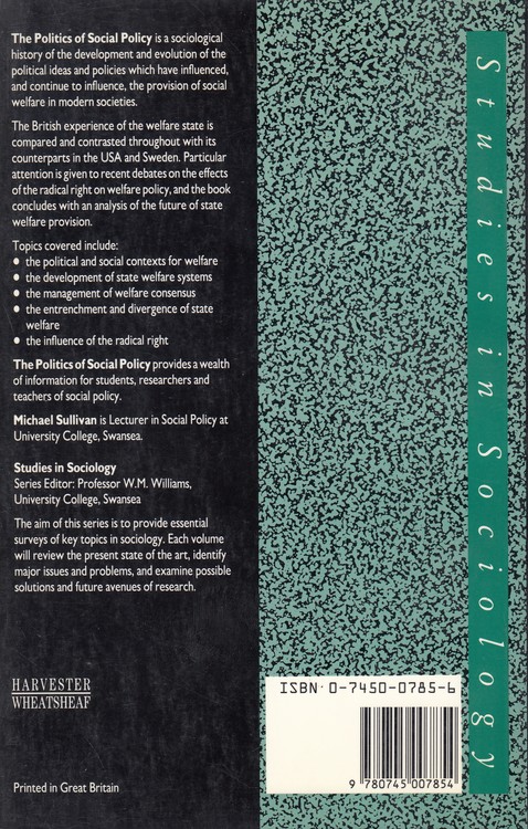 THE POLITICS OF SOCIAL POLICY: Studies in Sociology